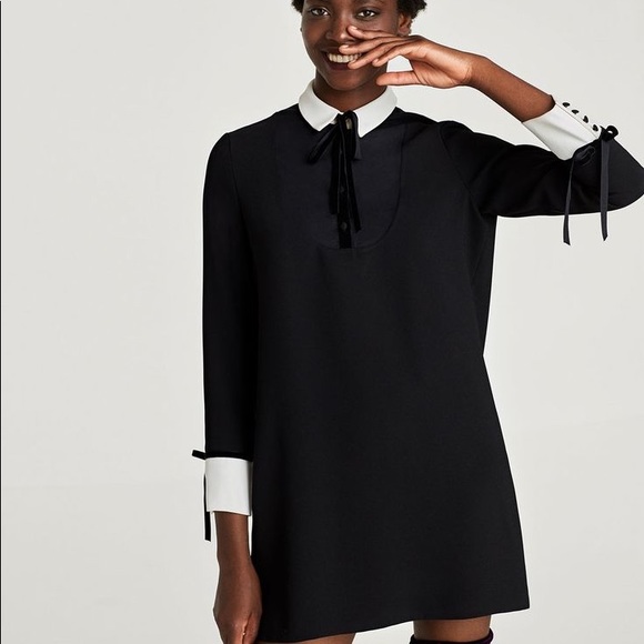 ZARA CONTRASTING MINI DRESS - Picture 6 of 7